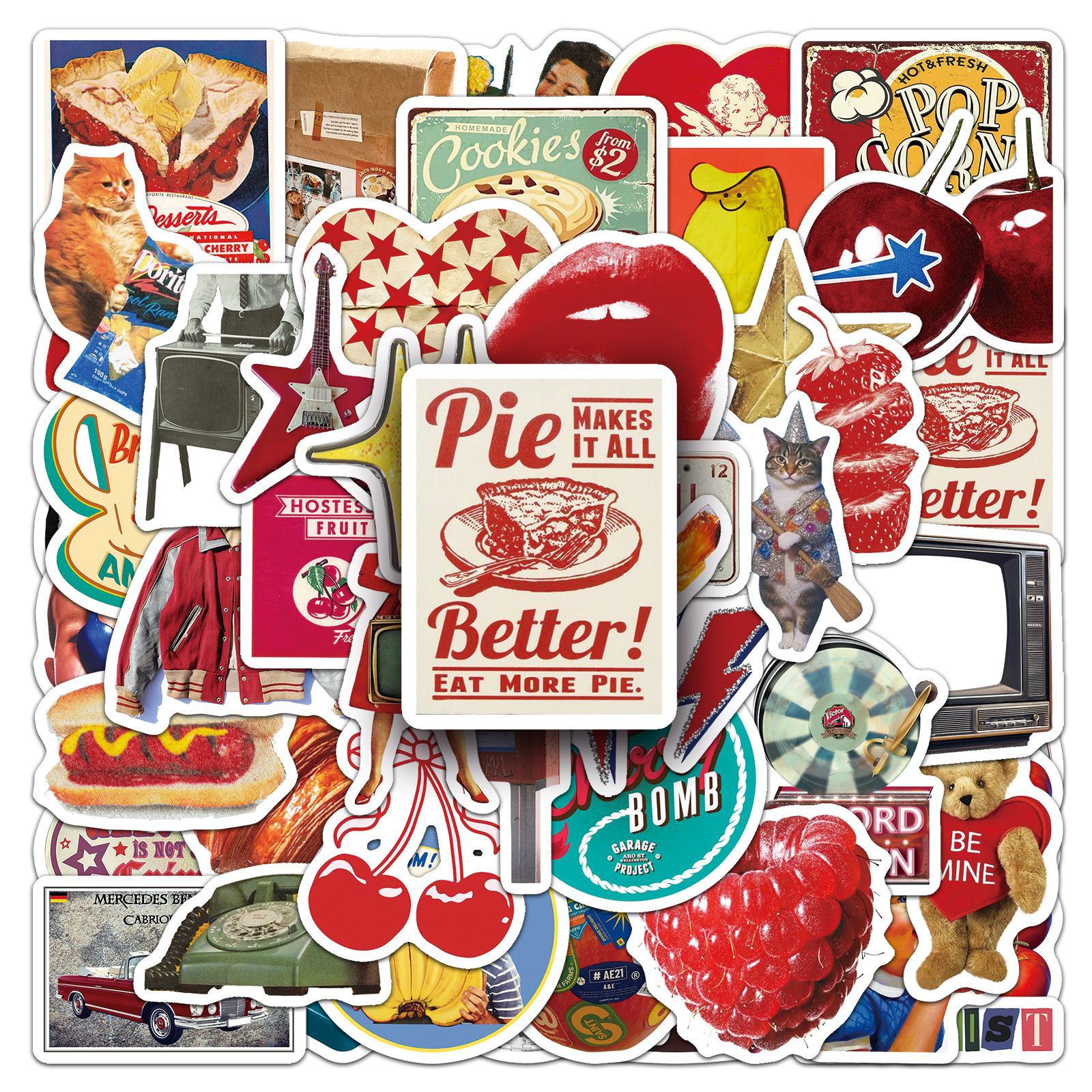 Wholesale 50 Pieces of American Retro Graiti Stickers, Personalized Cross-Border Trendy Cool Play Decoration Mobile Phone Skateboard Guitar Computer S