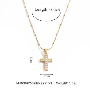 1 gold diamond cross necklace 1-white