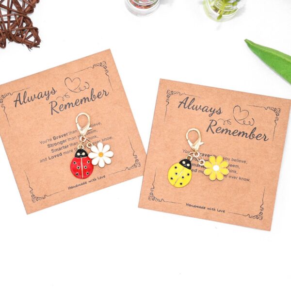 Wholesale Blessing Card Ladybug Daisy Keychain Pendant