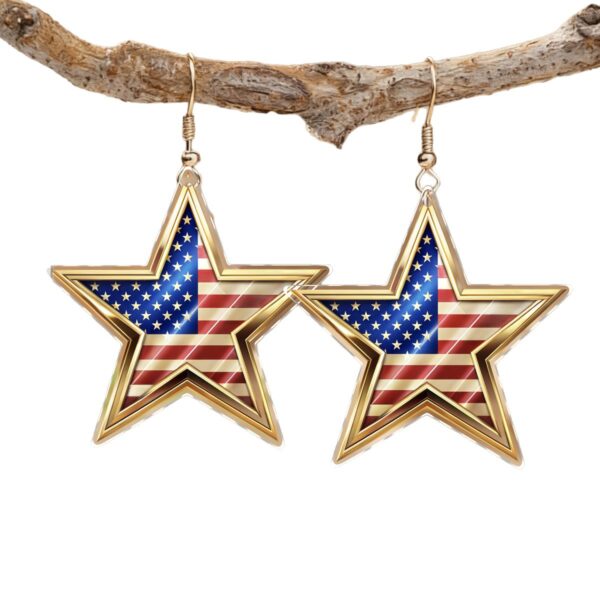 Wholesale Red White and Blue Flag Star Pendant Acrylic Earrings