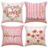 Wholesale Pink With Printed Design Versatile Linen Material Valentine's Day Pillow Cover