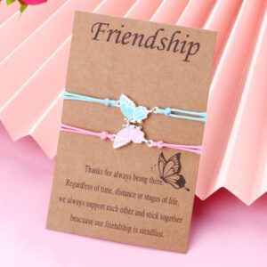 Left Pink Butterfly (Pink Rope) Right Blue Butterfly (Blue Rope) (Crossing Silver Edge)