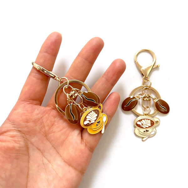 Wholesale Coffee cup coffee bean metal keychain
