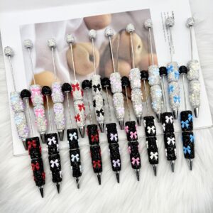 Wholesale 2pcs DIY Bow Full Rhinestone Beaded Pen Valentine's Day Gift Pen