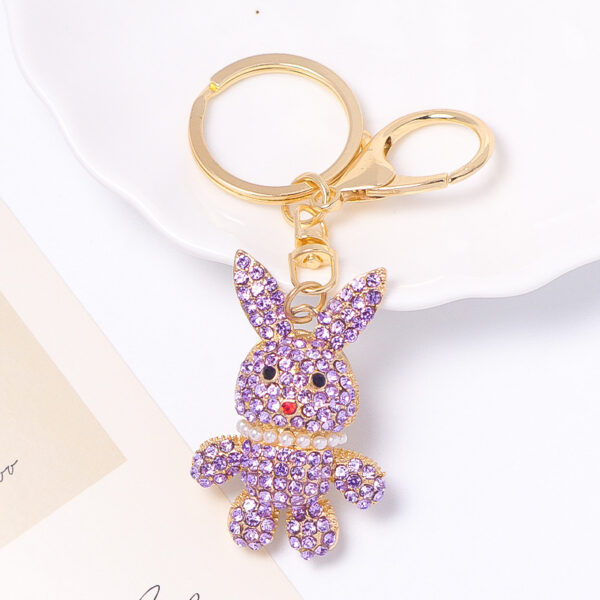 Wholesale rhinestone rabbit keychain, cute cartoon design