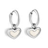 Wholesale Stainless steel round circle heart-shaped white shell earrings for women