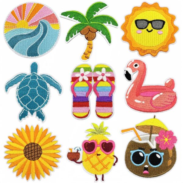 Wholesale Summer Cartoon Beach Embroidery Travel Decorative Cloth Stickers