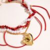 Wholesale Red woven rope crushed stone love Valentine's Day necklace