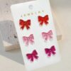 Wholesale Pink Sweet Shining Bow Earring Set