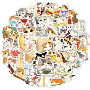 Wholesale 50pcs watercolor healing cat graffiti stickers