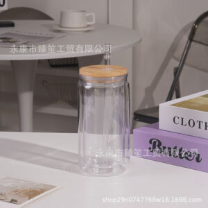 Transparent bamboo cover / 475ml/16oz
