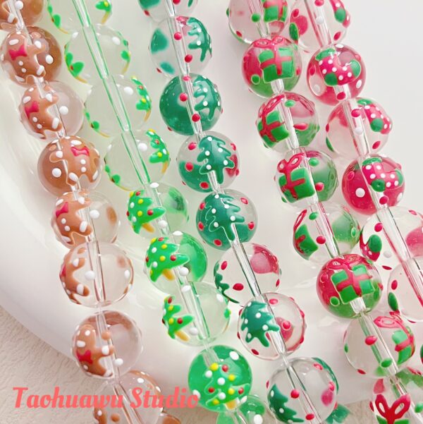 Wholesale [christmas day] christmas series hand-painted beads diy handmade beaded material bracelet necklace jewelry loose beads aessories