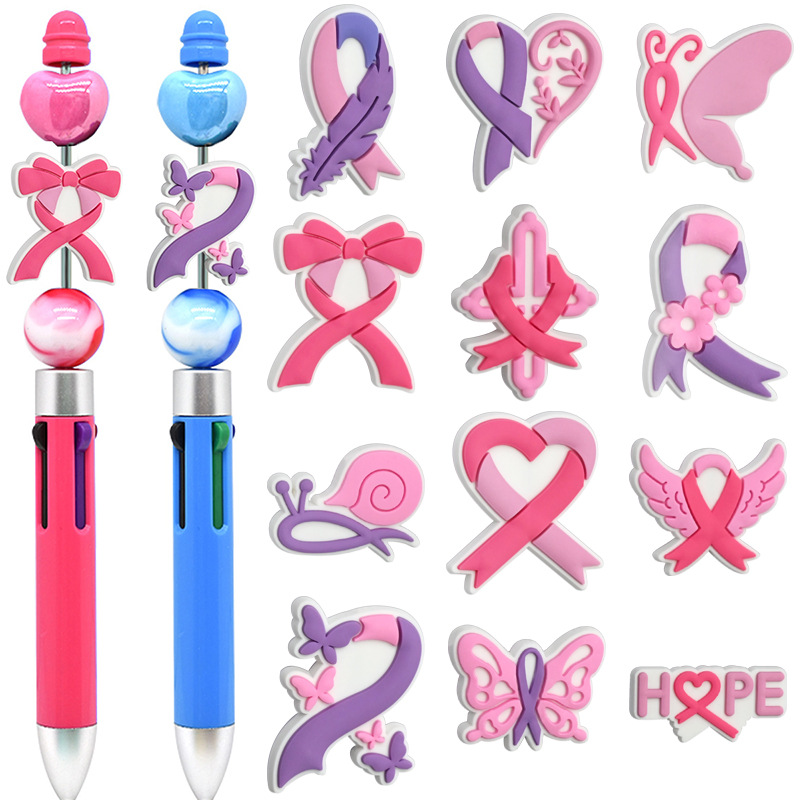 Wholesale St Cartoon Beaded Pen Aessories Cross-Border Handmade DIY Key Chain Ballint Pen Jewelry Decoration Pvc Soft Rubber Beads