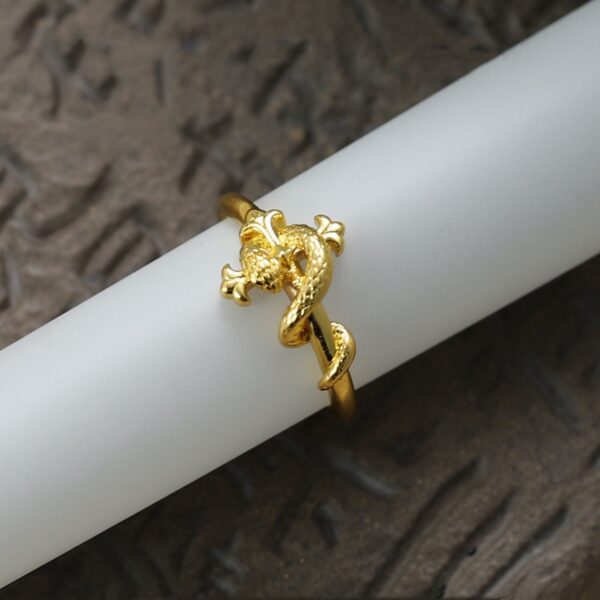 Wholesale Ancient frosted gold staff snake shaped gold ring
