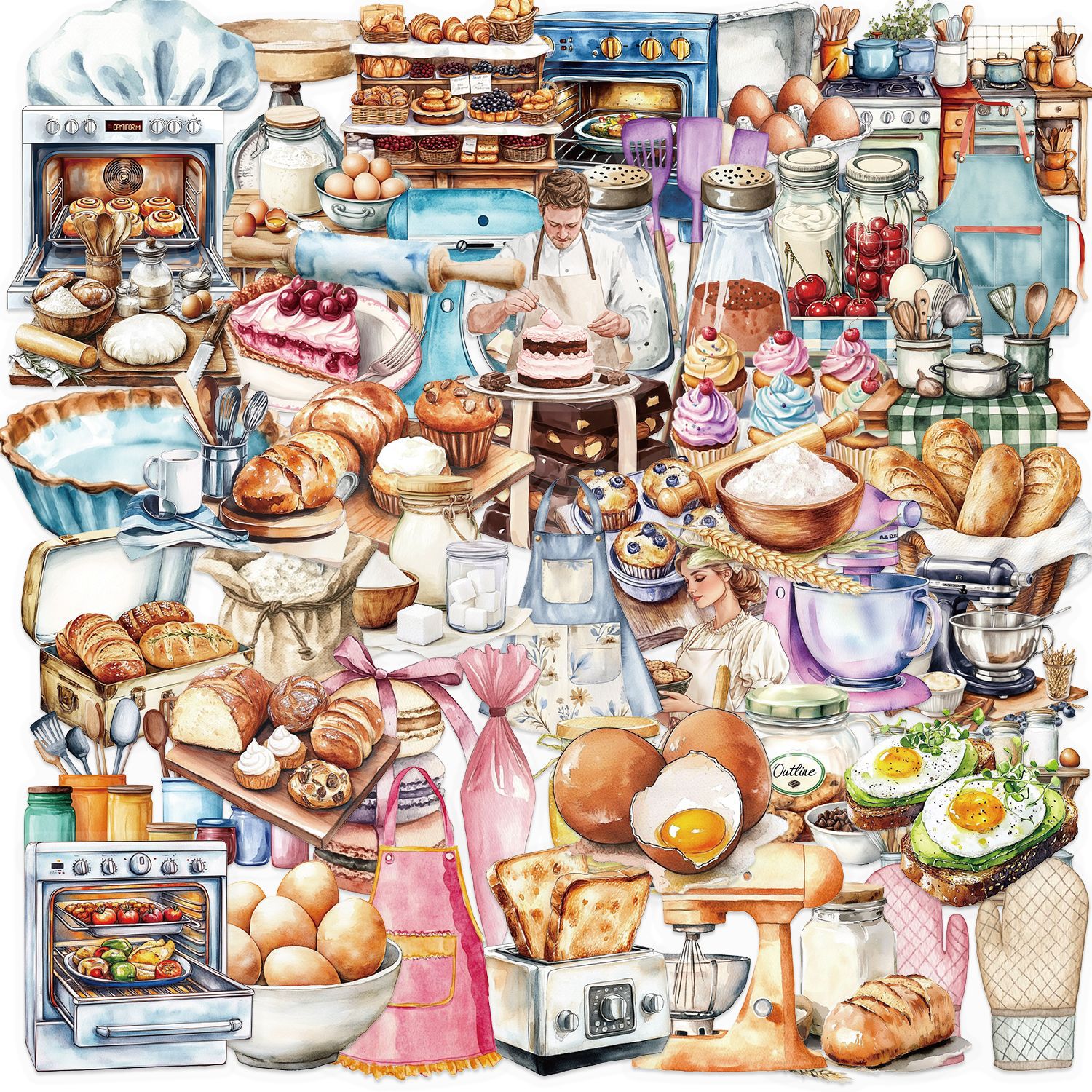 Wholesale Transparent Bread Kitchen Baking Waterproof Vinyl Stickers