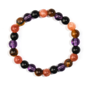 Tiger eye + obsidian + amethyst bracelet