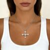 Wholesale Maillard style cross pearl tassel long necklace