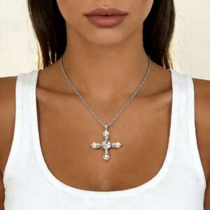 Silver cross necklace - X6378B