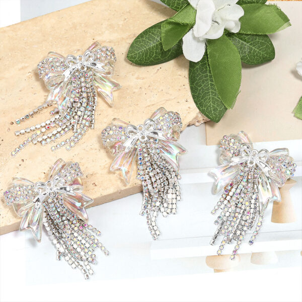 Wholesale 5pcs bow tassel rhinestone chain loose beads