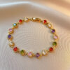 Wholesale Rainbow zircon purple heart diamond inlaid bracelet