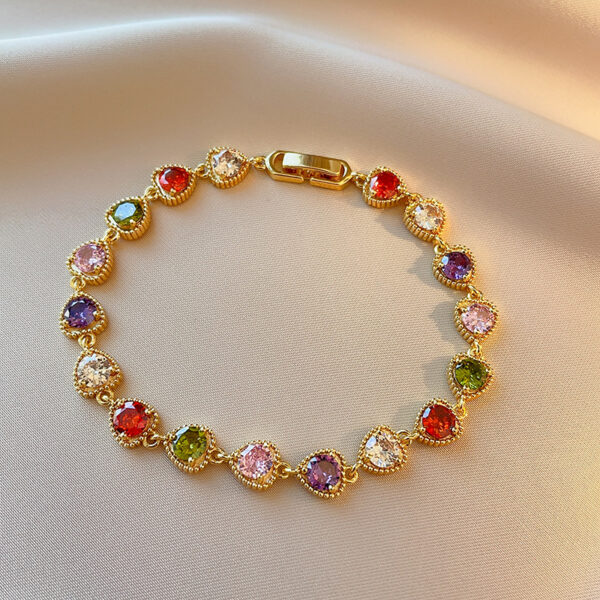Wholesale Rainbow zircon purple heart diamond inlaid bracelet