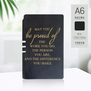 A6-sized black pen holder with gold foil stamping (single notebook)