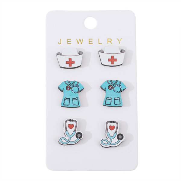 Wholesale Nurse's Day Stethoscope Nurse Cute Heart and Lung Organs Earrings