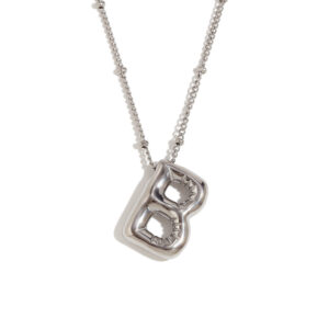 Party Balloon Letter Pendant Necklace-steel color-B