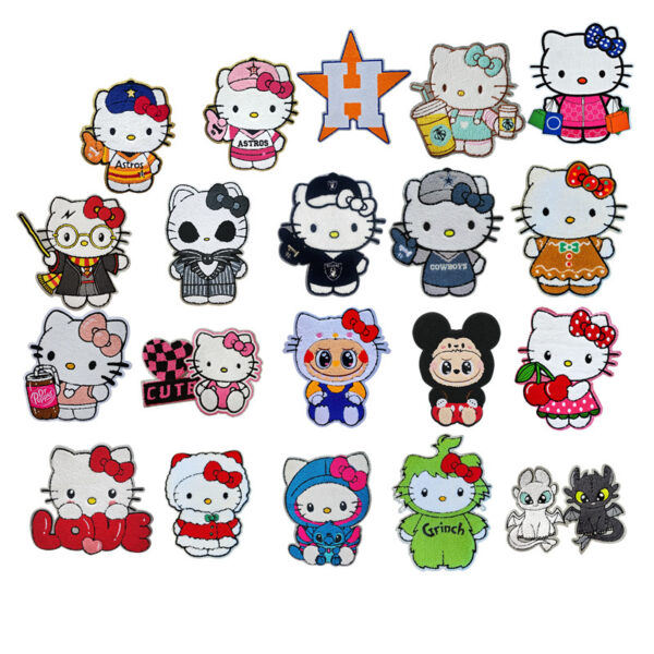 Wholesale Cute cartoon cat animal glitter embroidery DIY patches