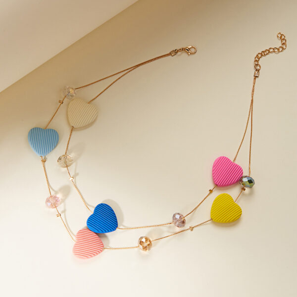 O1CN017jAkLV1bDRuQYYbl9_952103431-0-cib Wholesale Colorful heart double layered necklace