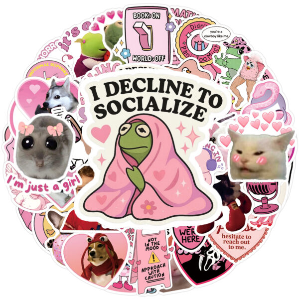 Wholesale 55 Pink Emoji Doodle Stickers Cute Funny Waterproof Vinyl Stickers