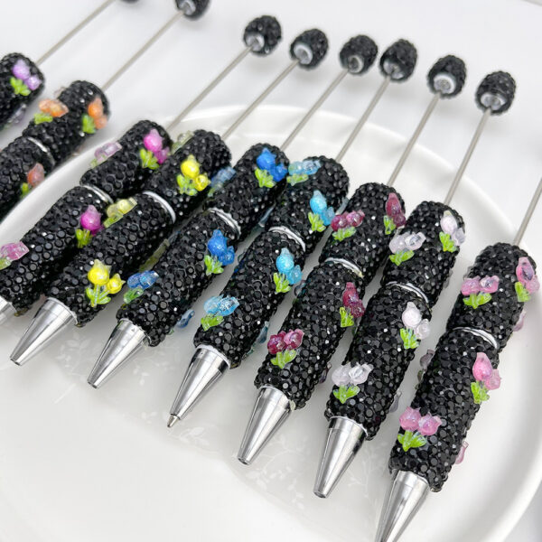 Wholesale Tulips studded with diamonds Beadable Pens DIY Beadable