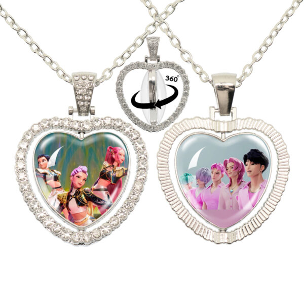 Wholesale Cartoon Cute Girl Time Gem Peach Heart Water Diamond Necklace