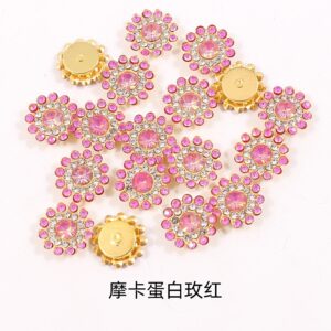 Mocha rose protein / 14mm three-layer sunflower (glass diamond)