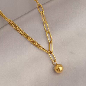 Gold ball stitching necklace