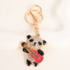 Wholesale Cartoon Panda Guitar Diamond Set Metal Keychain