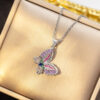 Wholesale Butterfly inlaid zirconia titanium steel necklace