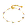 Wholesale Colorful natural stone titanium steel gold bracelet