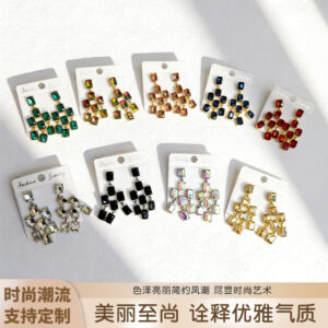 Wholesale Square rhinestone stud earrings 925 silver