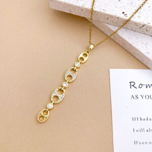Xl5395 oval geometric necklace gold