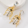 Wholesale Alloy Oil-Drop Inlaid Diamond Insect Earrings Red Green White Beetle Earrings