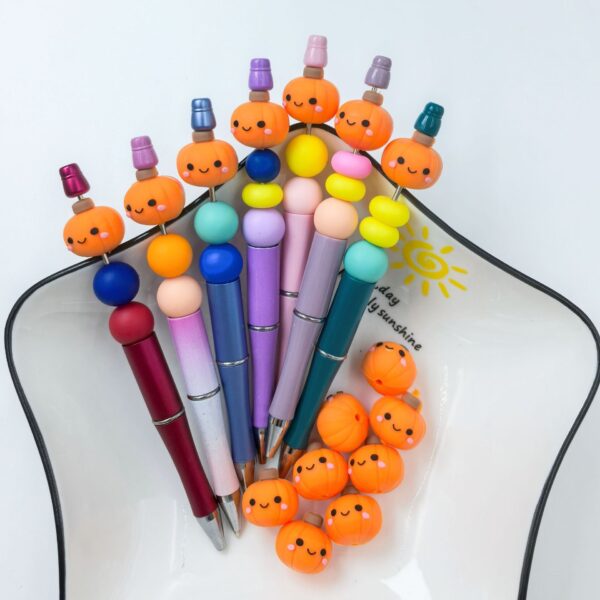 Wholesale 10pcs 3D Hot Sale Halloween Hot Sale Pumpkin Three-dimensional Silicone Cartoon DIY Beads