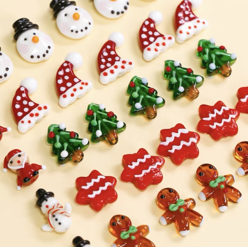 Wholesale Snowman, , Christmas tree, gingerbread man, glass beads