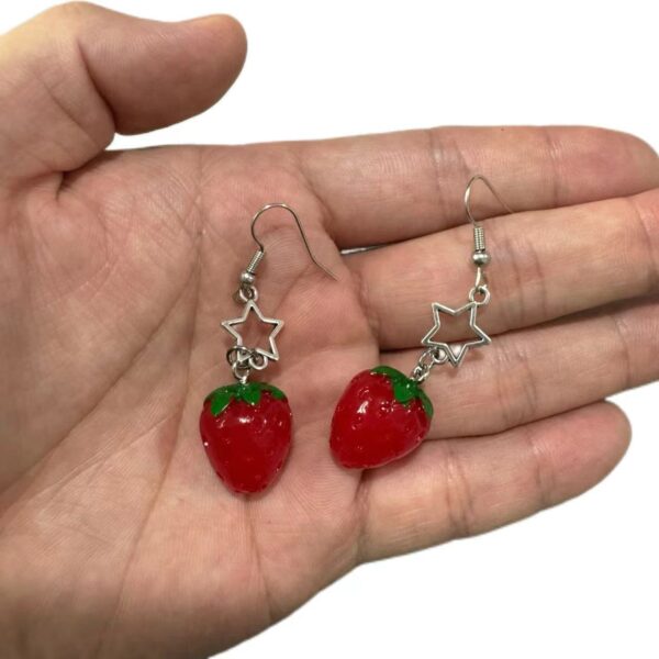 Wholesale Cute Fruit Five pointed Star Strawberry Hollow Star Earrings