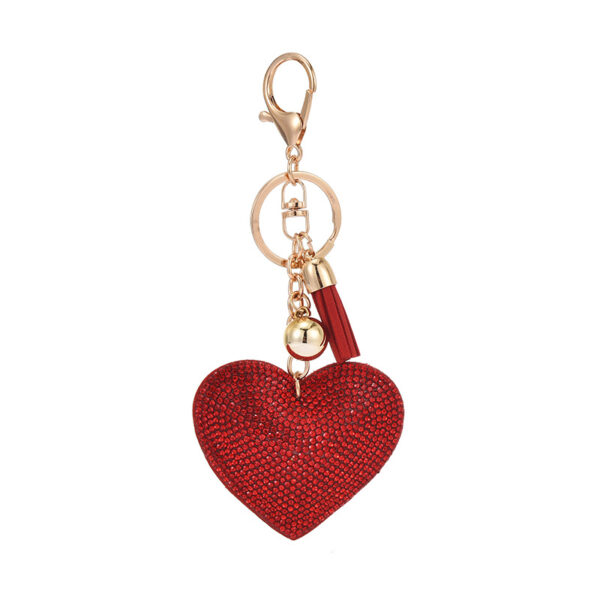 Wholesale Heart-shaped Rhinestone Leather Keychain