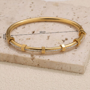 Stainless steel gold willow-shaped diamond bracelet g9
