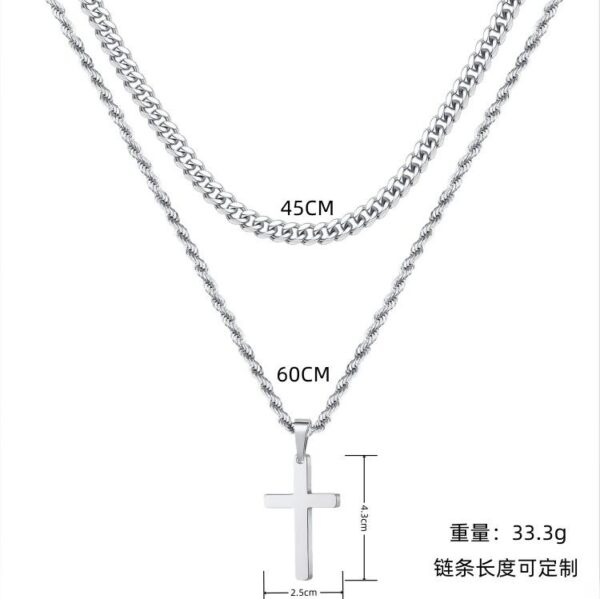 O1CN017yQRvX1xvngvGmqgC_2208907706506-0-cib Wholesale Golden cross double layered titanium steel necklace