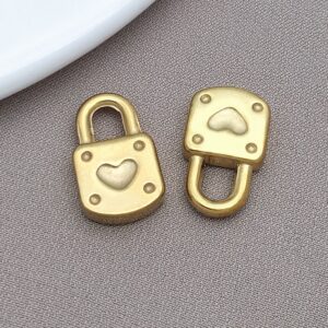 T2361-gold stainless steel love lock-10x18x4mm hole 4x5mm-3.02g