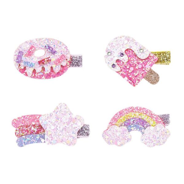Wholesale Children's Sparkling Powder Ice Cream Bar Rainbow Star Hair Clip