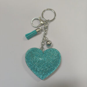 Sky blue [white k silver buckle] / Keychain + love + small tassel